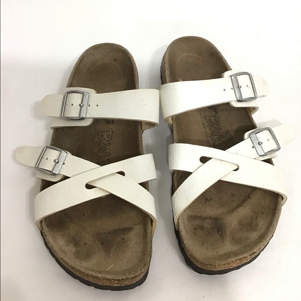 Birkenstock White Sandals Padded Slide Sandal White Nepal Sandal Size 39
